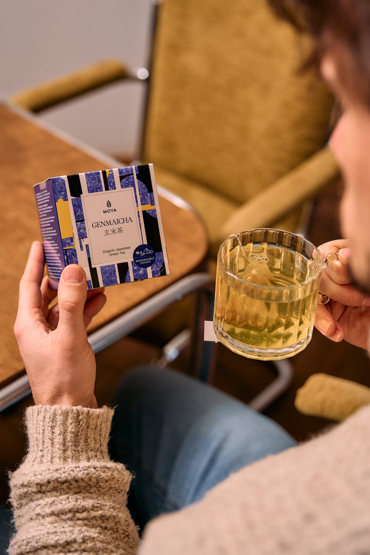 Moya Genmaicha — органічний японський зелений чай у пакетиках, 15 x 1,5 г