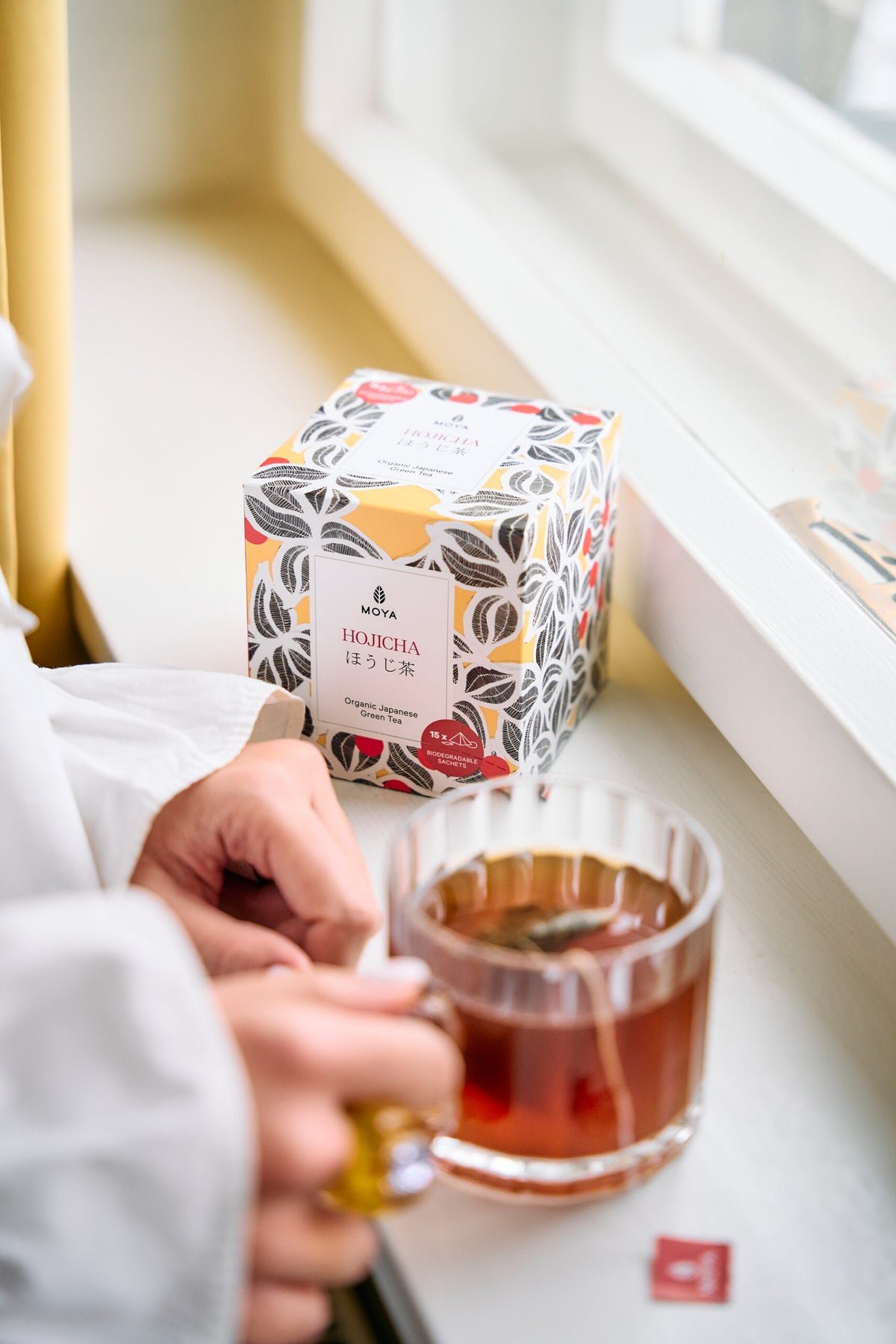 Moya Hojicha — органічний японський зелений чай у пакетиках, 15 x 1,5г
