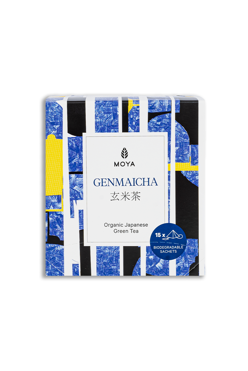 Moya Genmaicha — органічний японський зелений чай у пакетиках, 15 x 1,5 г